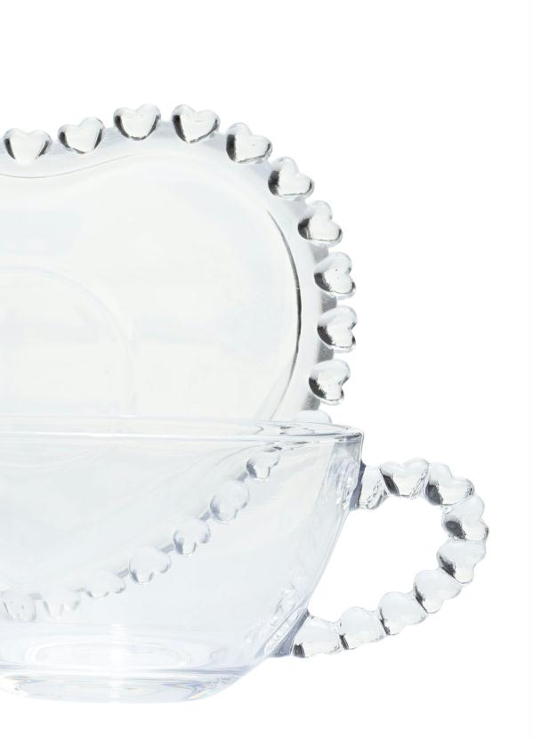 Lar e Lazer - Xícara e Pires Coração 2 Peças Vidro 3