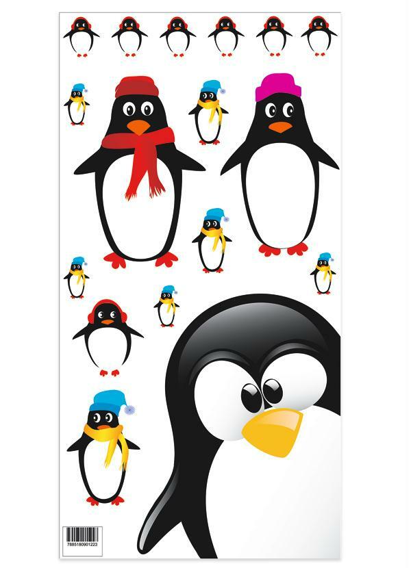 Lar e Lazer - Cartela de Adesivos Família Pinguim