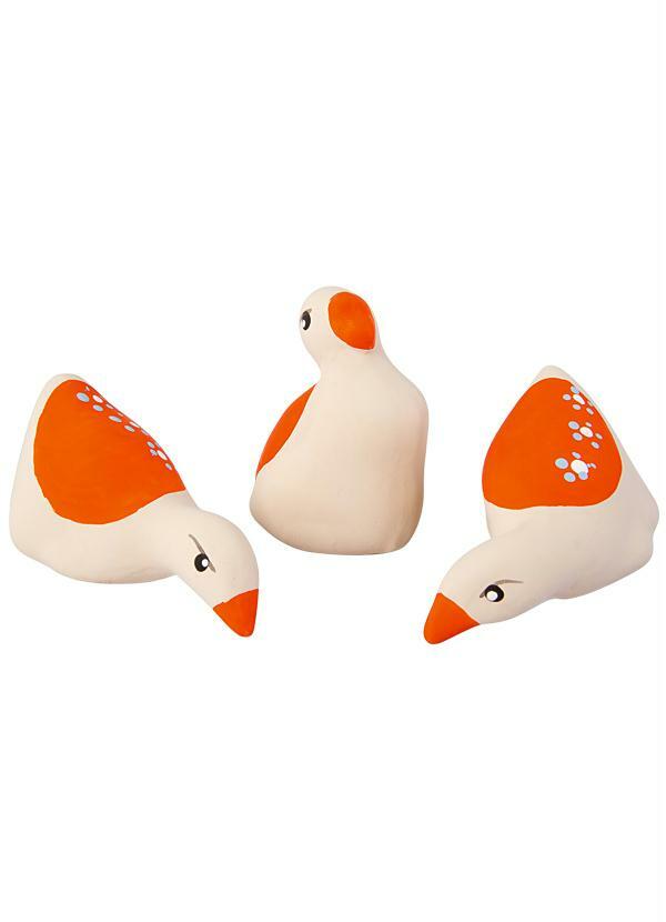 Lar e Lazer - Enfeite Trio de Patinhos Branco/Laranja