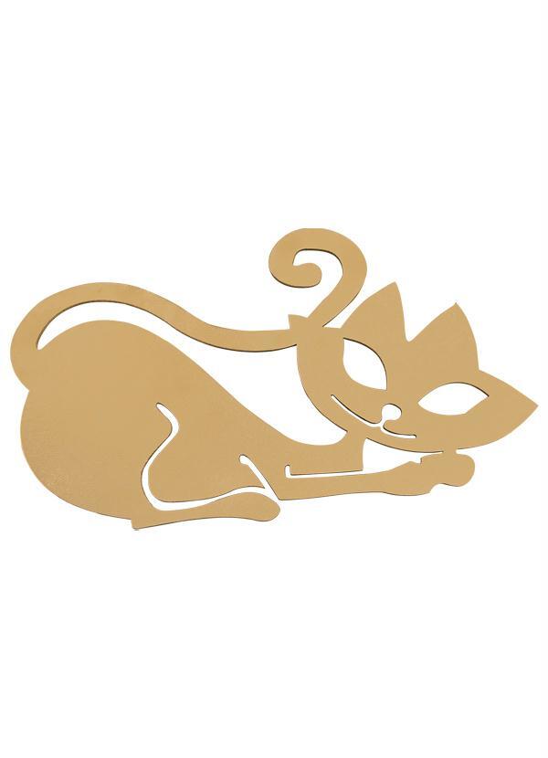 Lar e Lazer - Gato Deitado para Decoração em Mdf