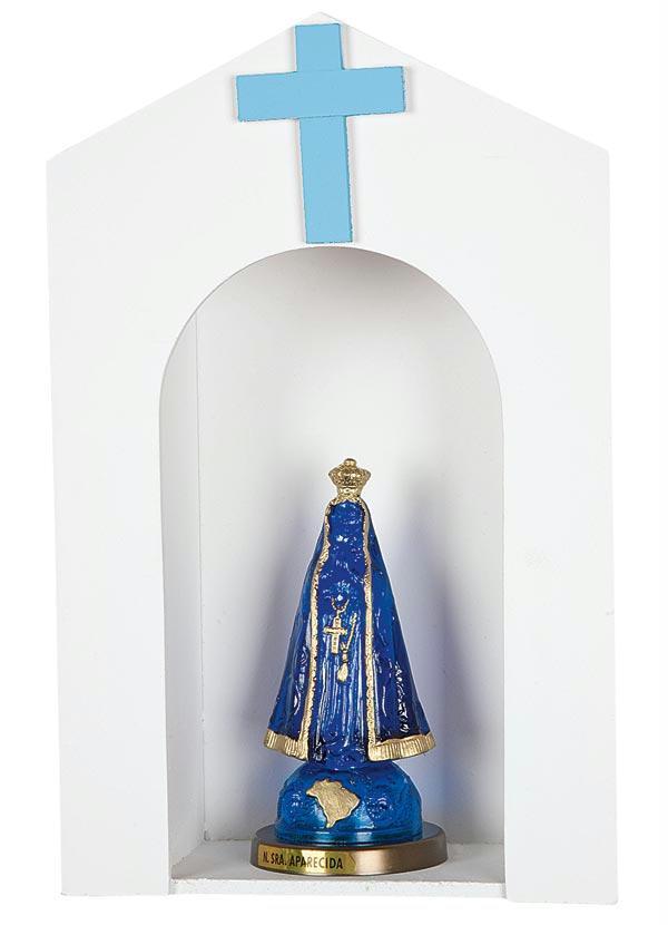 Lar e Lazer - Oratório de Madeira com Detalhe de Cruz Branco