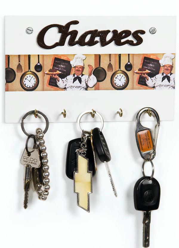 Lar e Lazer - Porta Chaves em Madeira Branco