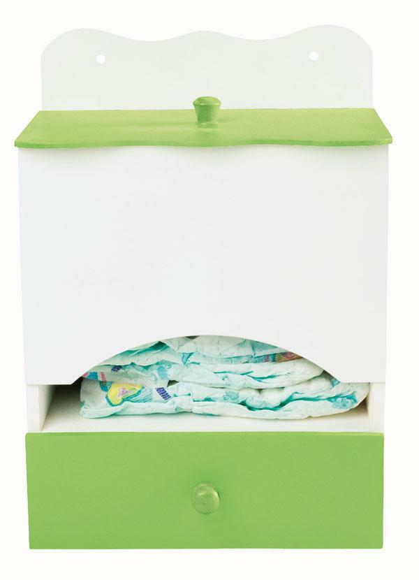 Lar e Lazer - Porta Fraldas com Gaveta Verde/Branco