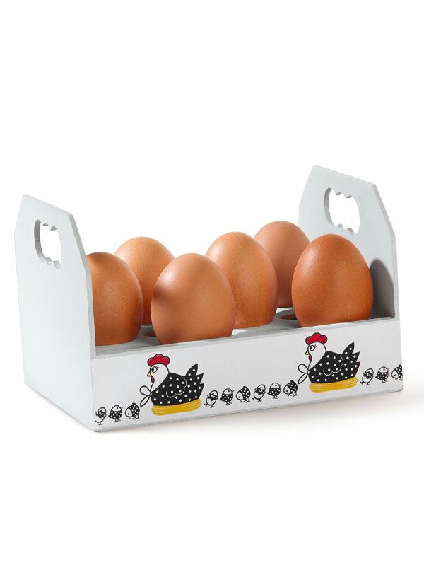 Lar e Lazer - Porta Ovo em Madeira Galinha Branco