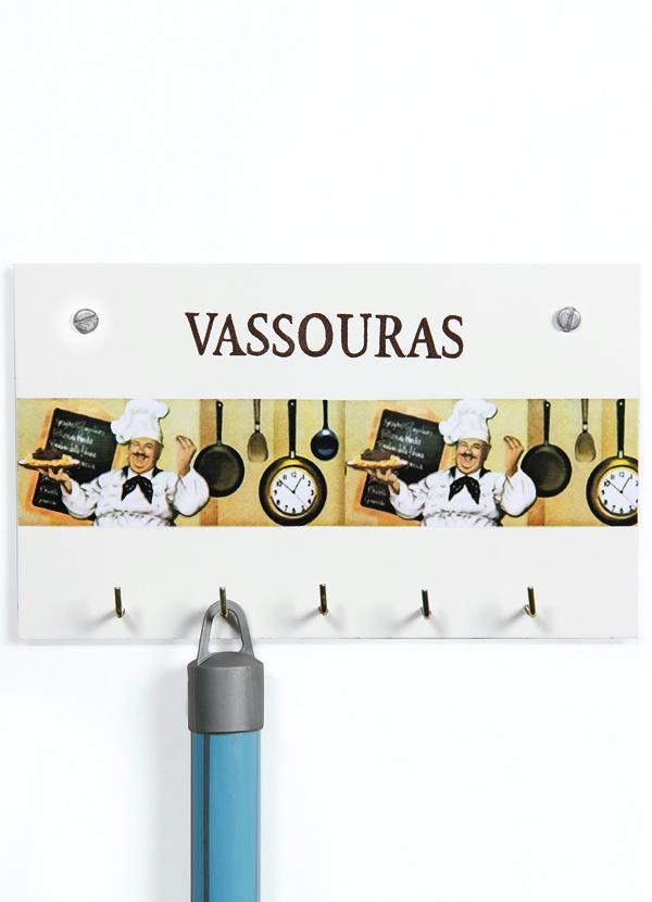 Lar e Lazer - Porta Vassouras para Parede Branco