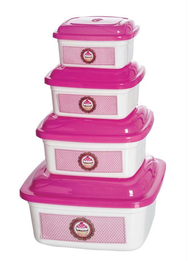 Lar e Lazer - Kit 4 Potes Quadrados Cupcake