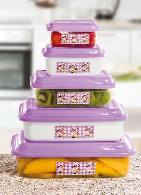 Lar e Lazer - Kit 5 Potes Transparentes e Brancos com Tampa 1