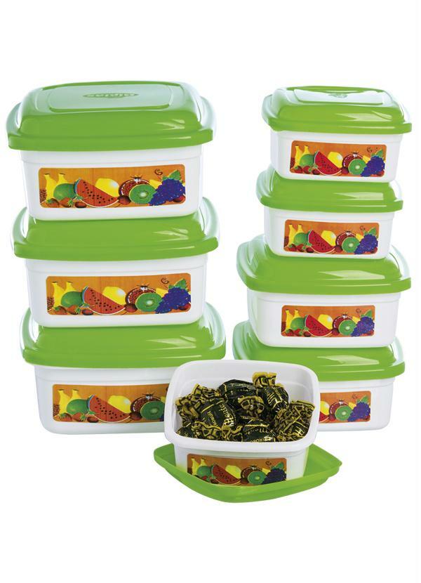 Lar e Lazer - Kit 8 Potes Quadrados Frutas