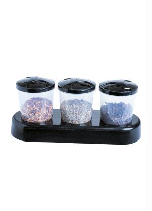 Lar e Lazer - Kit Potes Condimentos com Suporte 3 Peças - LAR E LAZER