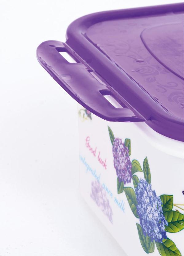Mundo Lar - Kit Potes Retangulares Floral Roxo 4 Peças 3