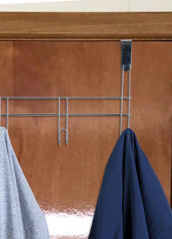 Lar e Lazer - Cabide para Porta Prata 4 Ganchos 2