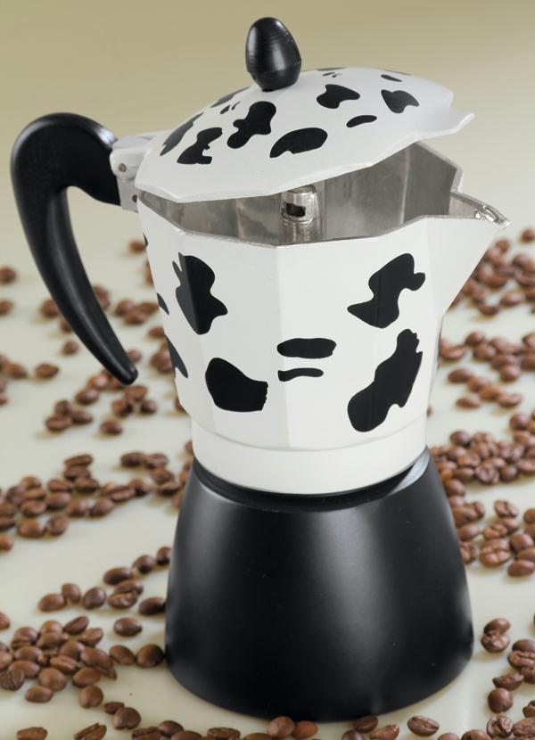 Lar e Lazer - Cafeteira Italiana de Vaquinha Branca e Preta