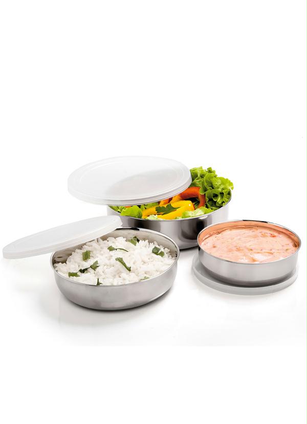 Lar e Lazer - Kit com 3 Potes de Inox com Tampa de Plástico 2