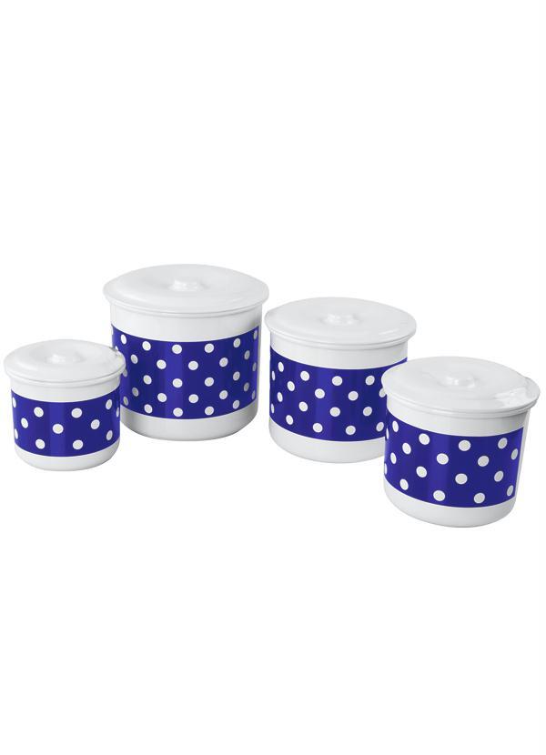 Lar e Lazer - Kit Potes Mantimentos em Alumínio Poá Azul