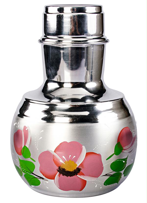 Lar e Lazer - Moringa para Água Em Alumínio Flor Pintada a Mão