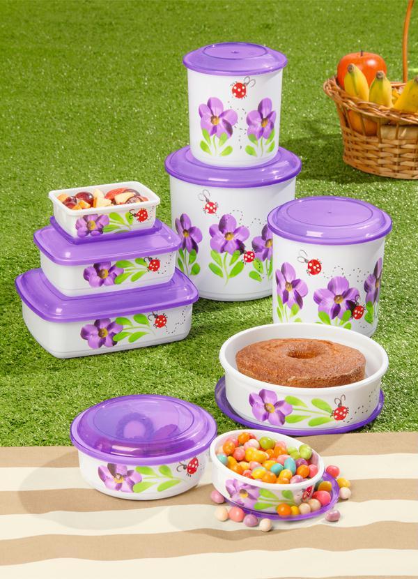Lar e Lazer - Conjunto 3 Potes Floral 2