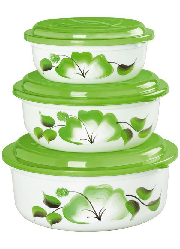 Lar e Lazer - Conjunto com 3 Potes Redondos com Tampa Verde