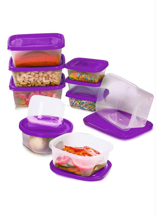 Lar e Lazer - Conjunto de Potes 10 Peças com Tampa Roxa 1