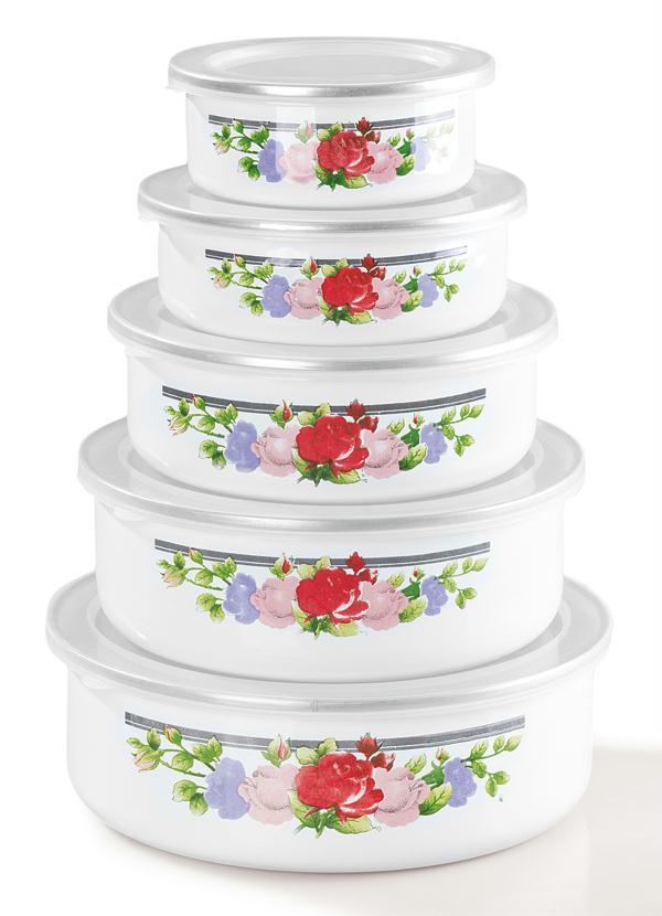 Lar e Lazer - Kit com 5 Potes Esmaltados Floral