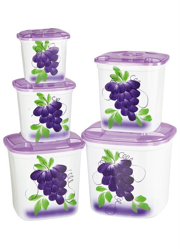 Lar e Lazer - Kit de 5 Potes Multiuso com Tampa Roxo