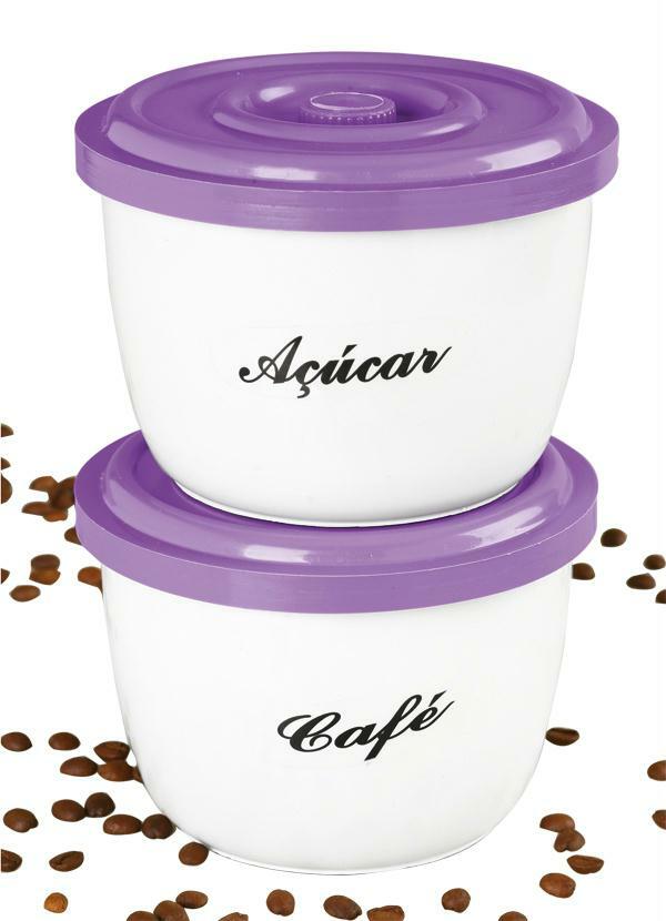 Lar e Lazer - Kit de Potes com Tampa Roxo para Açúcar e Café