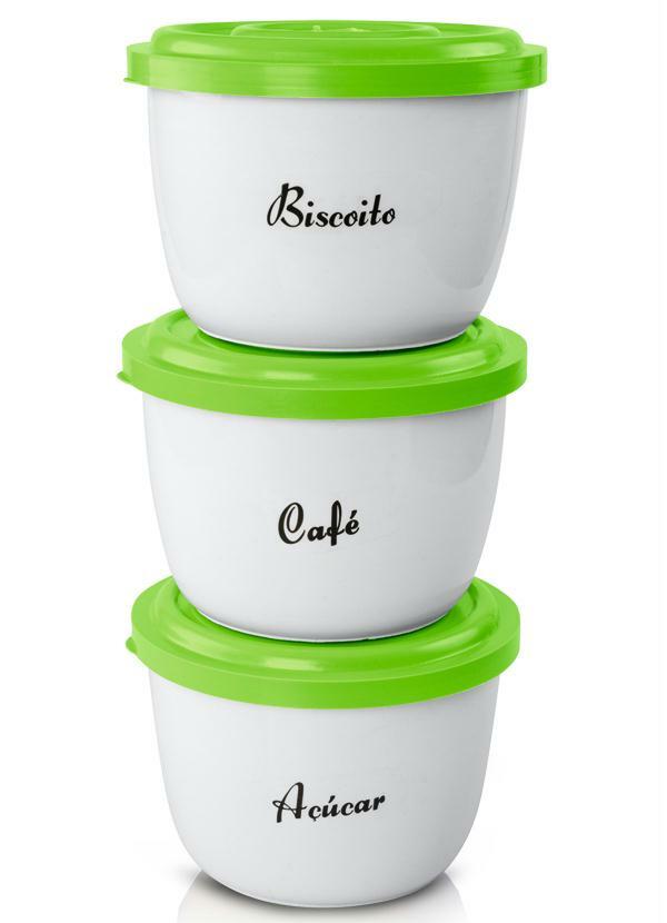 Lar e Lazer - Kit Potes Café, Açúcar e Biscoito Branco e Verde