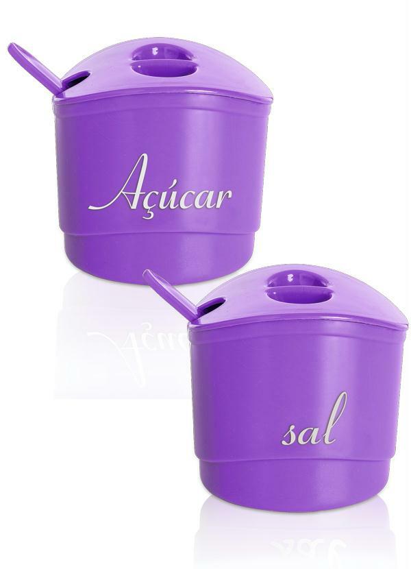 Lar e Lazer - Kit Saleiro e Açucareiro com Colher Roxo