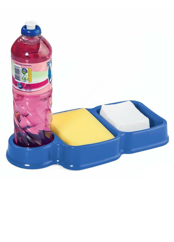 Lar e Lazer - Porta Detergente, Sabão e Esponja Azul