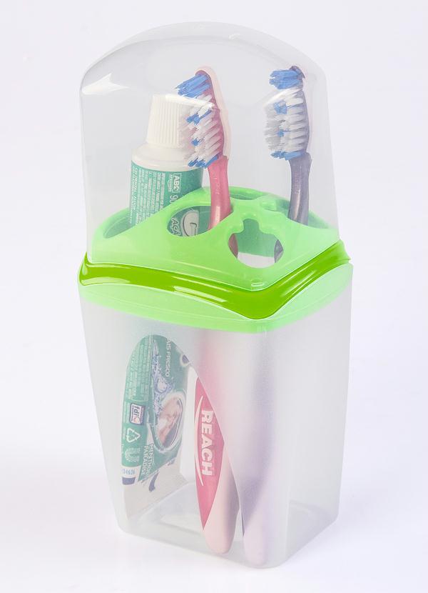Lar e Lazer - Porta Escova de Dentes Transparente e Verde