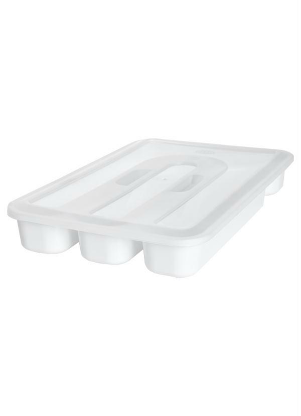 Lar e Lazer - Porta Talheres 4 Divisórias com Tampa Branco
