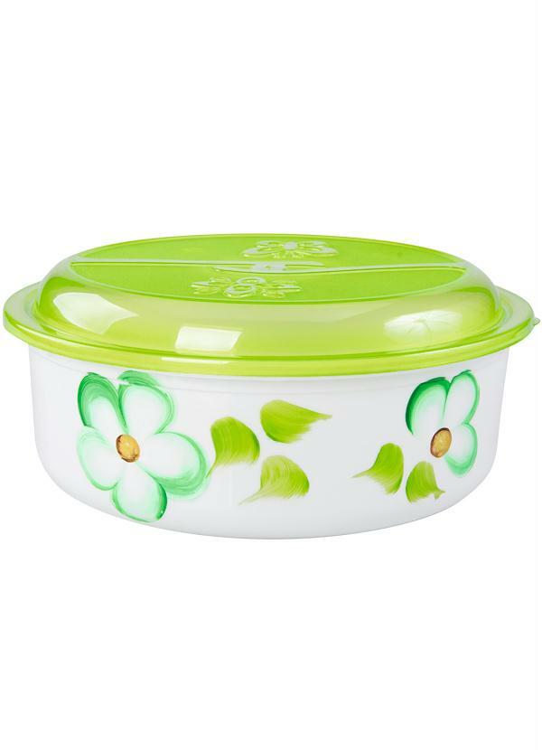 Lar e Lazer - Pote Redondo Grande Floral com Tampa Verde