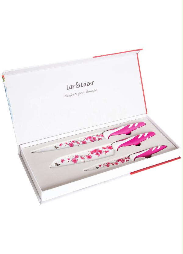 Lar e Lazer - Conjunto Facas Decoradas Desenho de Flores Rosas 2