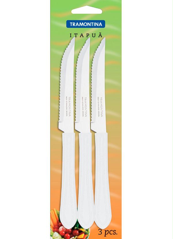 Tramontina - Faca de Churrasco Serrilhada Branca Tramontina