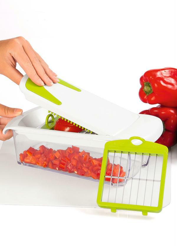 Lar e Lazer - Fatiador de Legumes com Recipiente Branco/Verde 2