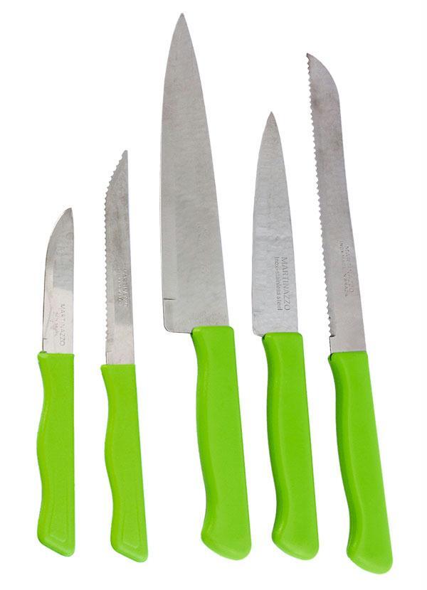 Lar e Lazer - Jogo de Facas em Aço Inox com Suporte Verde