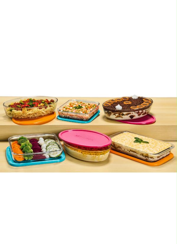 Marinex - Jogo 6 Peças com Tampa Marinex Vidro