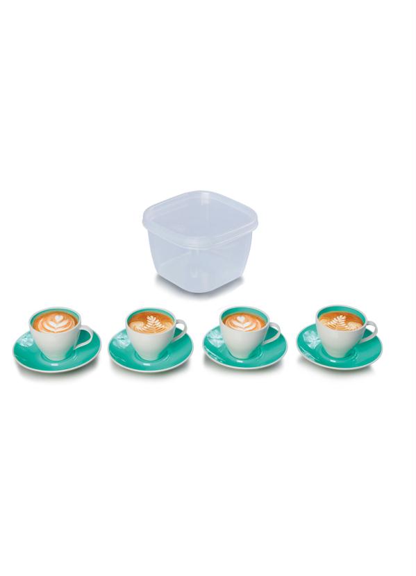 Lar e Lazer - Kit 4 Xicaras com Pires + Pote 1