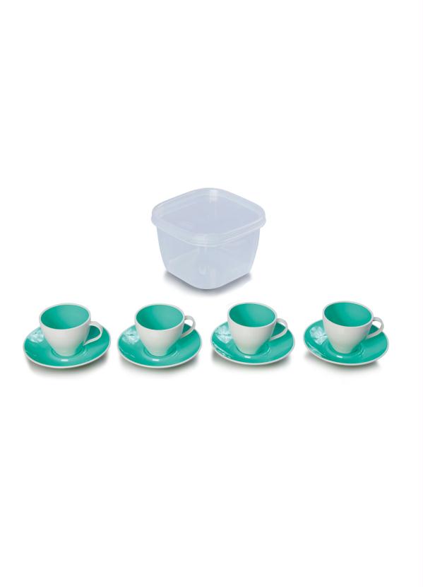Lar e Lazer - Kit 4 Xicaras com Pires + Pote 2