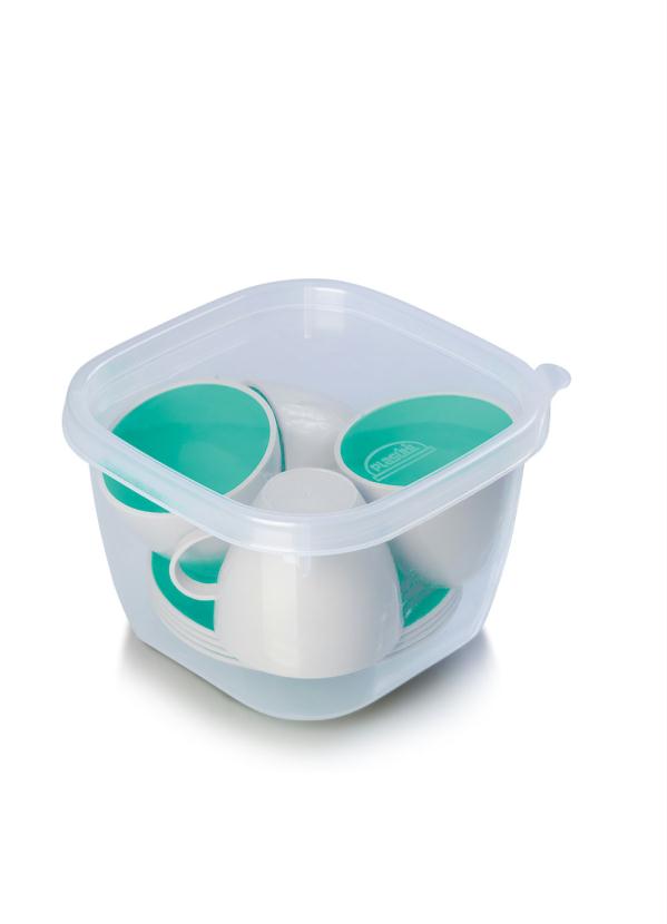 Lar e Lazer - Kit 4 Xicaras com Pires + Pote 3