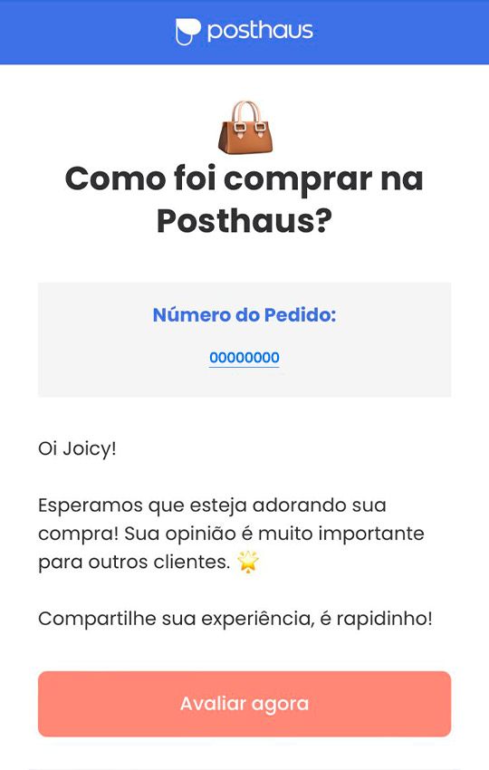 E-mail Marketing de Avaliaçao